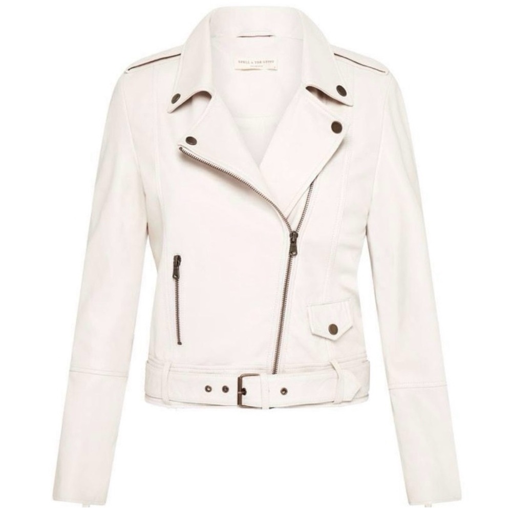 SPELL NOVELLA BIKER LEATHER JACKET (L) - Picture 3 of 11